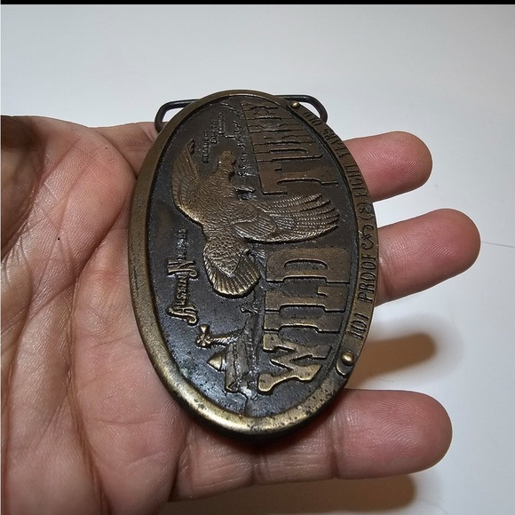 Vintage Austin Nichols Wild Turkey Oval Belt Buckle 1974 Bergamot Brass Works - Picture 3 of 8